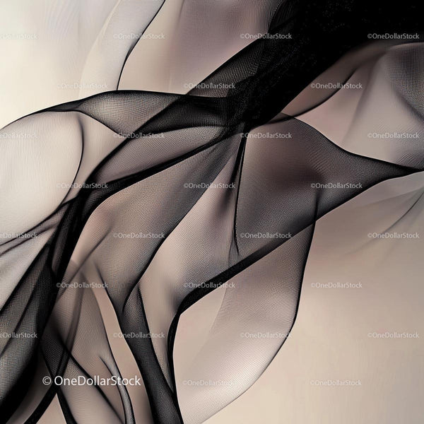 Abstract Flowing Black Mesh Fabric Art