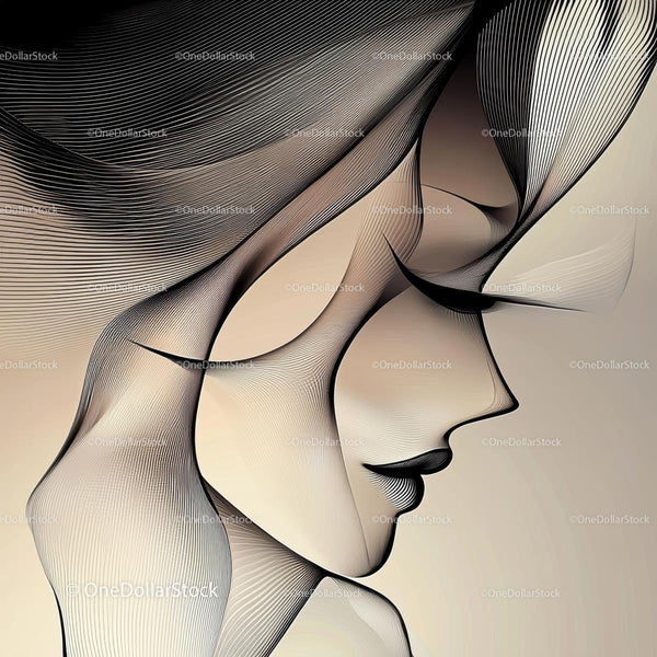 Elegant Abstract Portrait with Fluid Lines