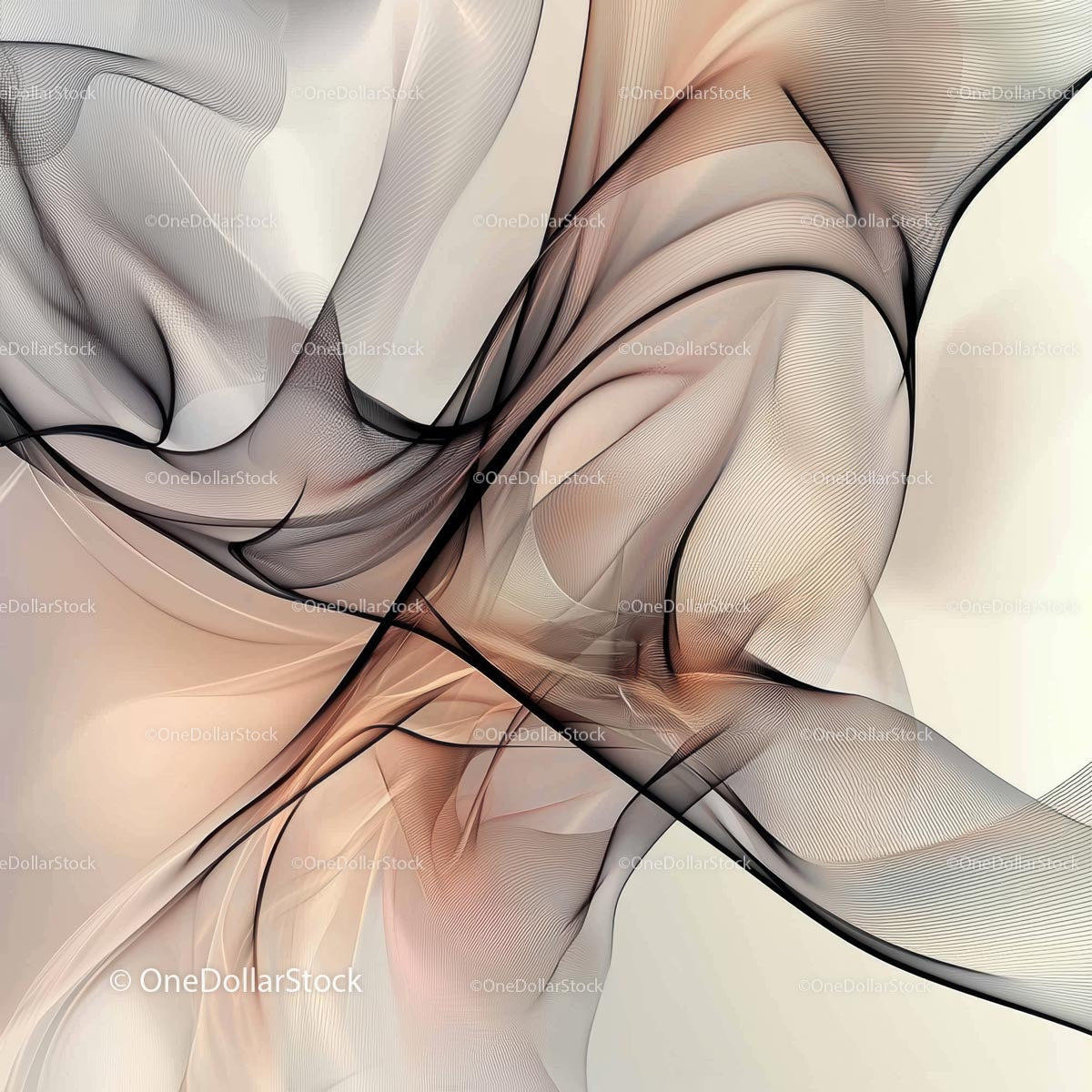 Elegant Abstract Waves in Soft Beige and Gray Tones