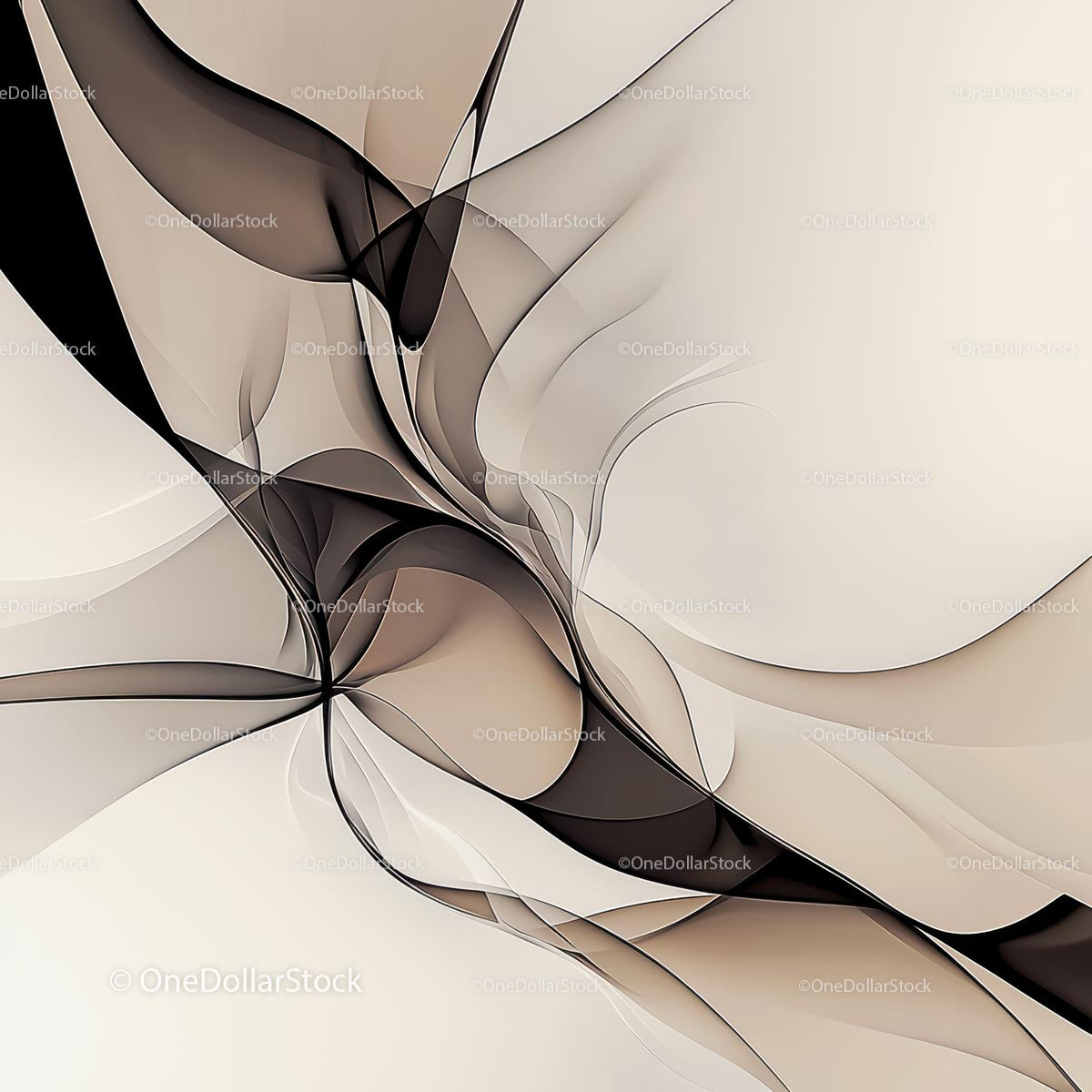 Elegant Beige and Black Abstract Waves Design