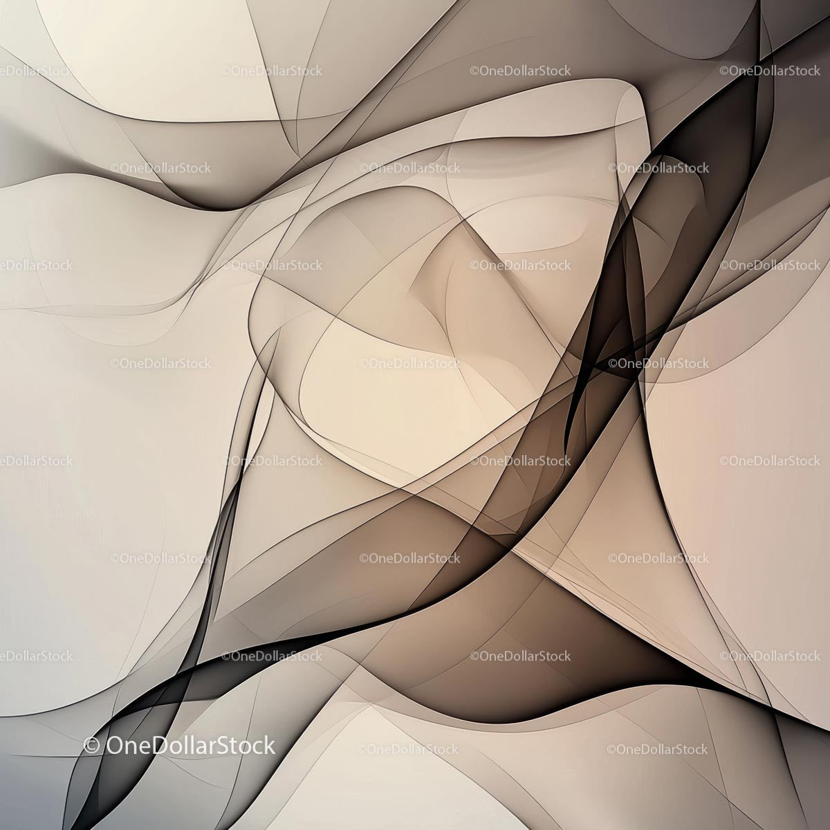 Abstract Fluid Curves in Beige and Brown Tones