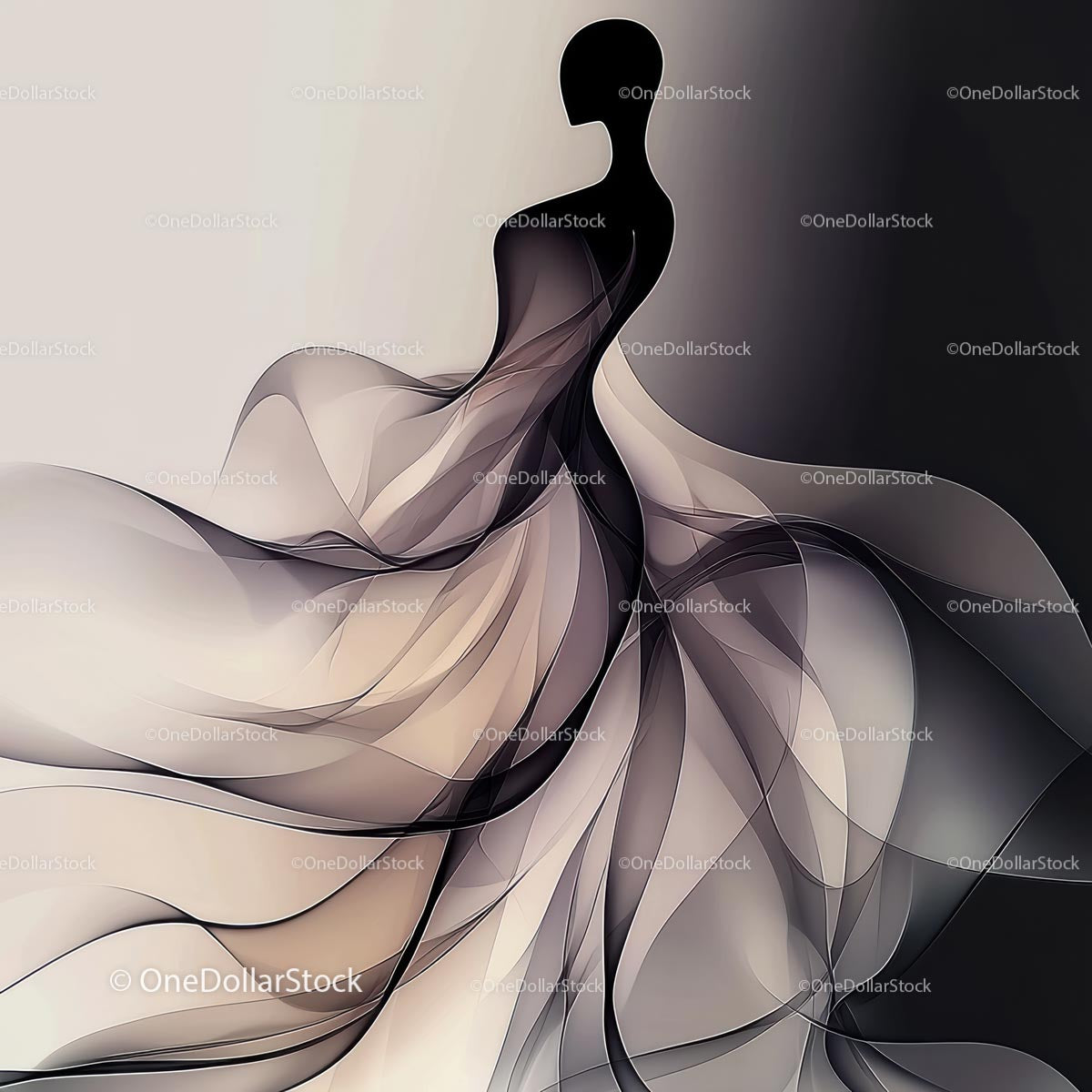 Abstract Silhouette With Graceful Flowing Lines