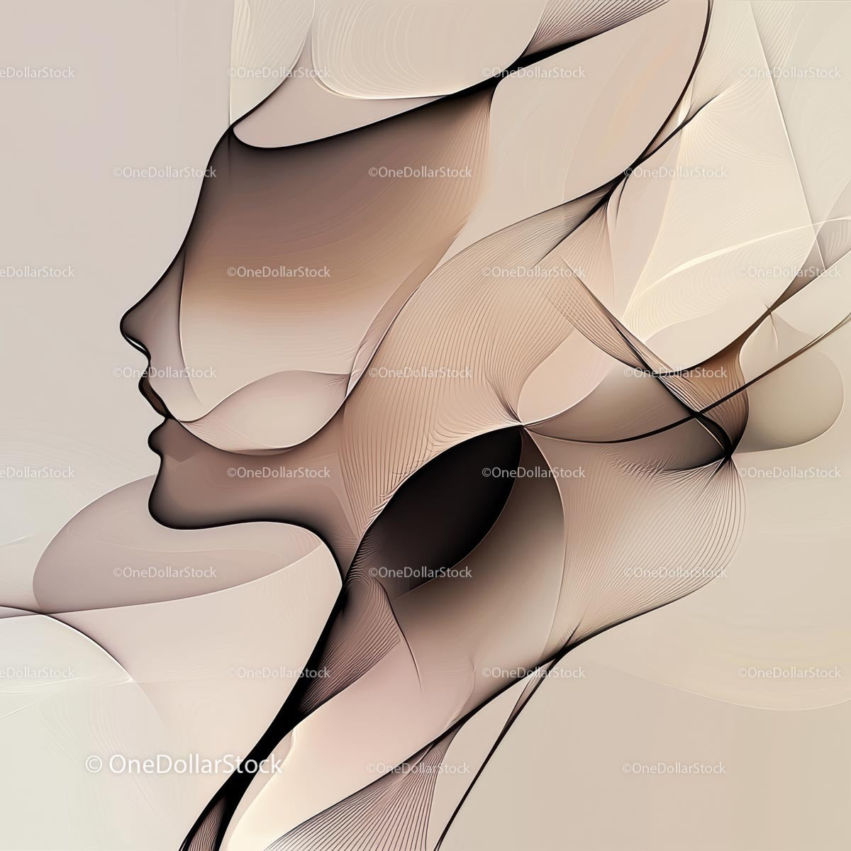 Elegant Abstract Silhouette in Beige Tones