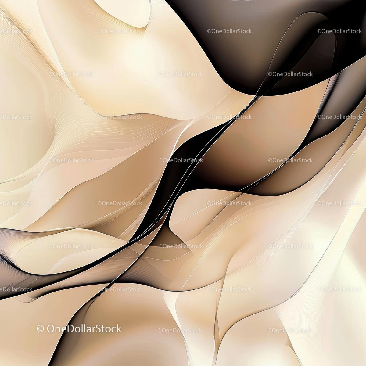 Beige and Brown Abstract Fluid Art with Flowing Lines