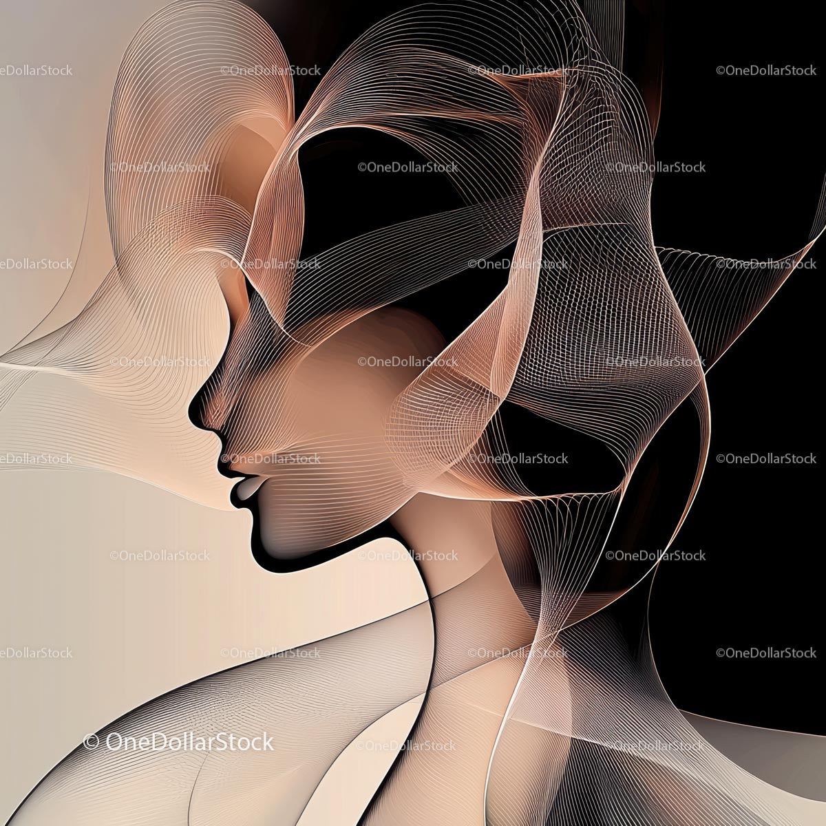 Elegant Abstract Line Art Silhouette