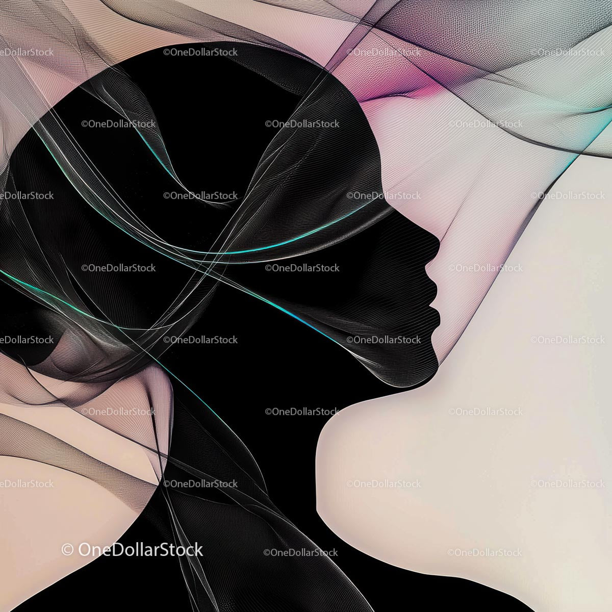 Abstract Silhouette with Fluid Lines and Pastel Hues