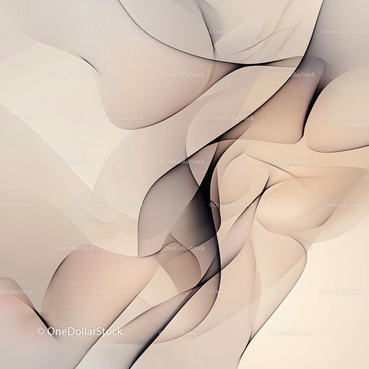 Elegant Flowing Lines in Beige Abstract Art Design
