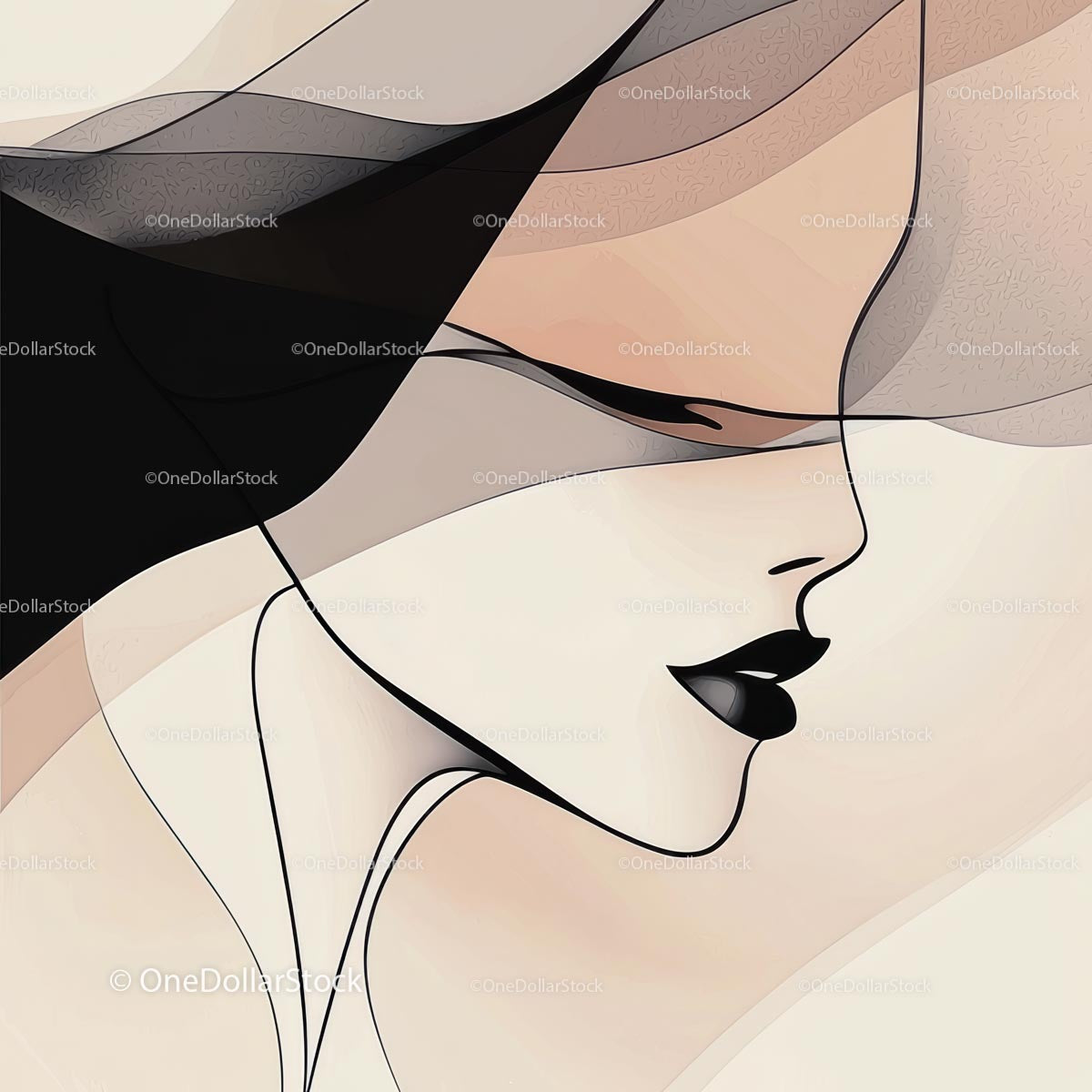 Elegant Minimalist Abstract Female Profile Illustration
