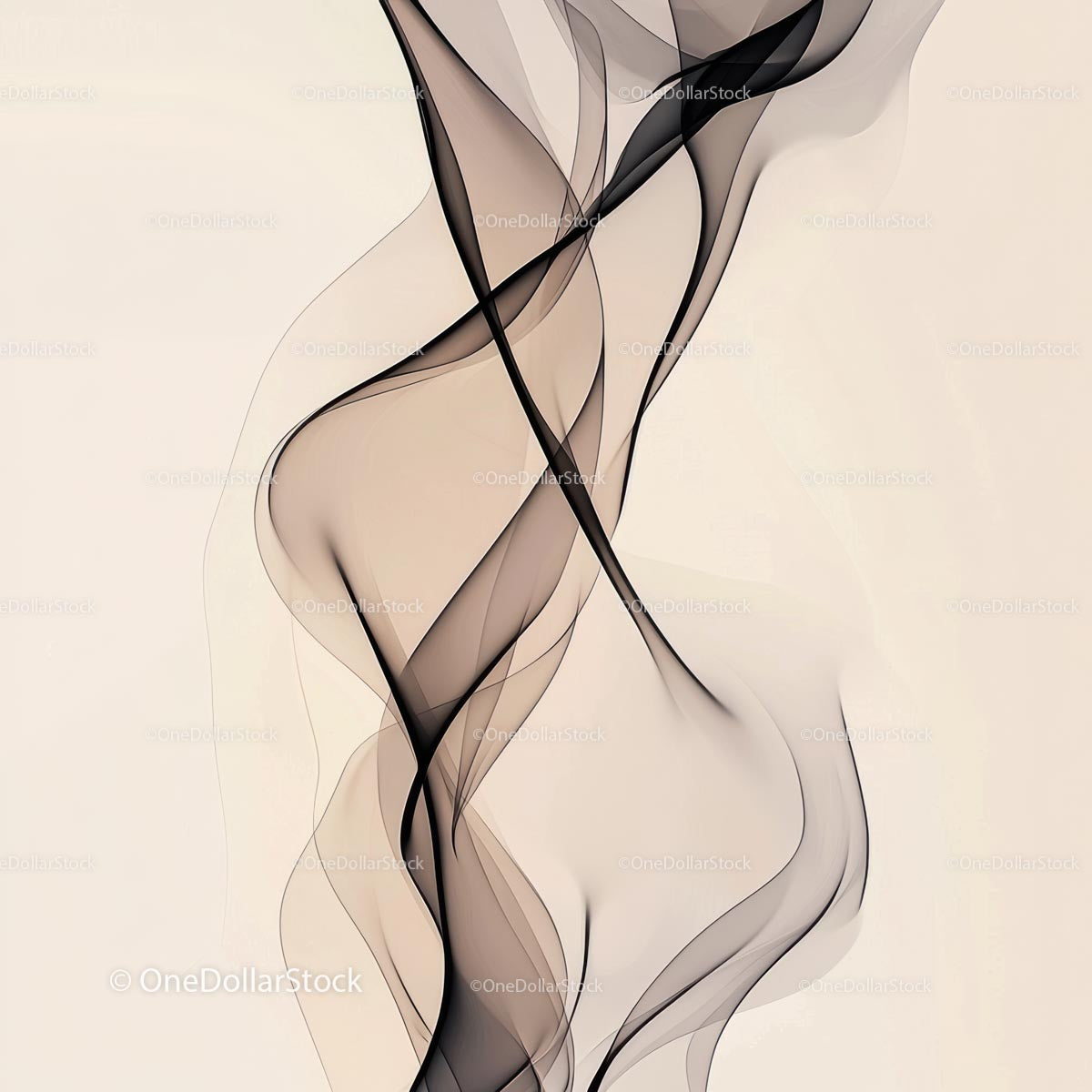 Abstract Flowing Lines in Beige and Black