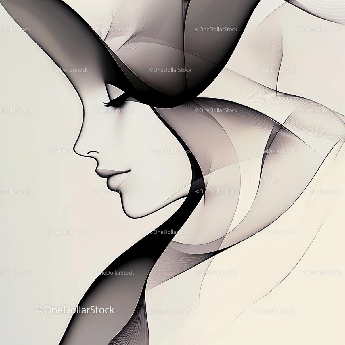 Elegant Abstract Portrait of a Woman's Silhouette