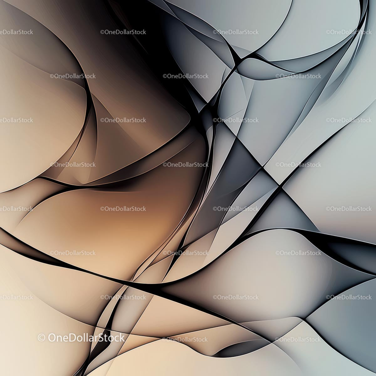 Modern Abstract Art with Flowing Curves and Soft Gradient