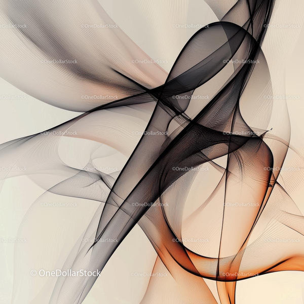 Abstract Fluid Lines with Black and Orange Hues