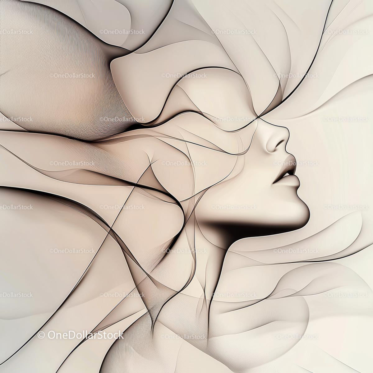 Elegant Abstract Illustration of a Female Profile