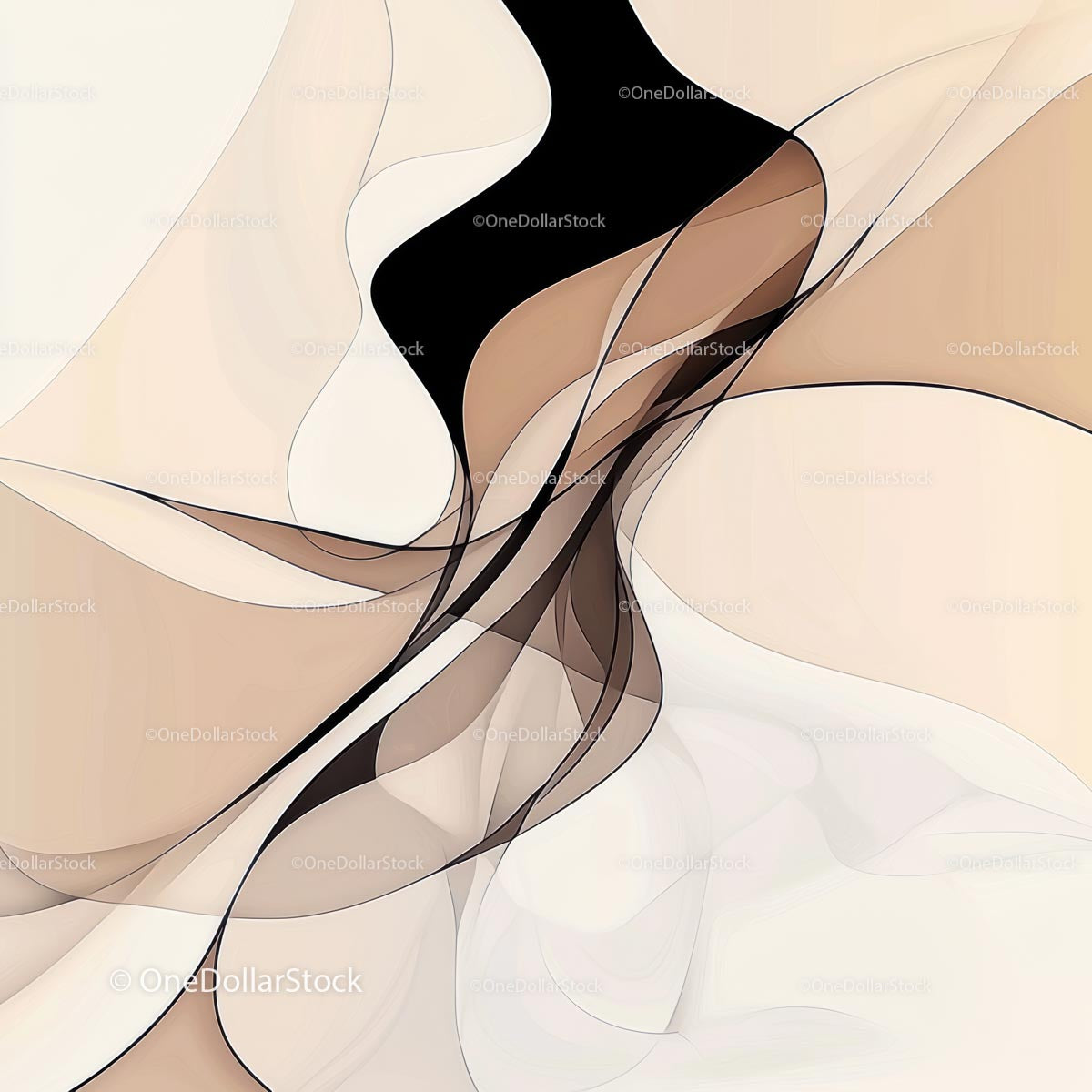 Elegant Abstract Curves with Neutral Tones