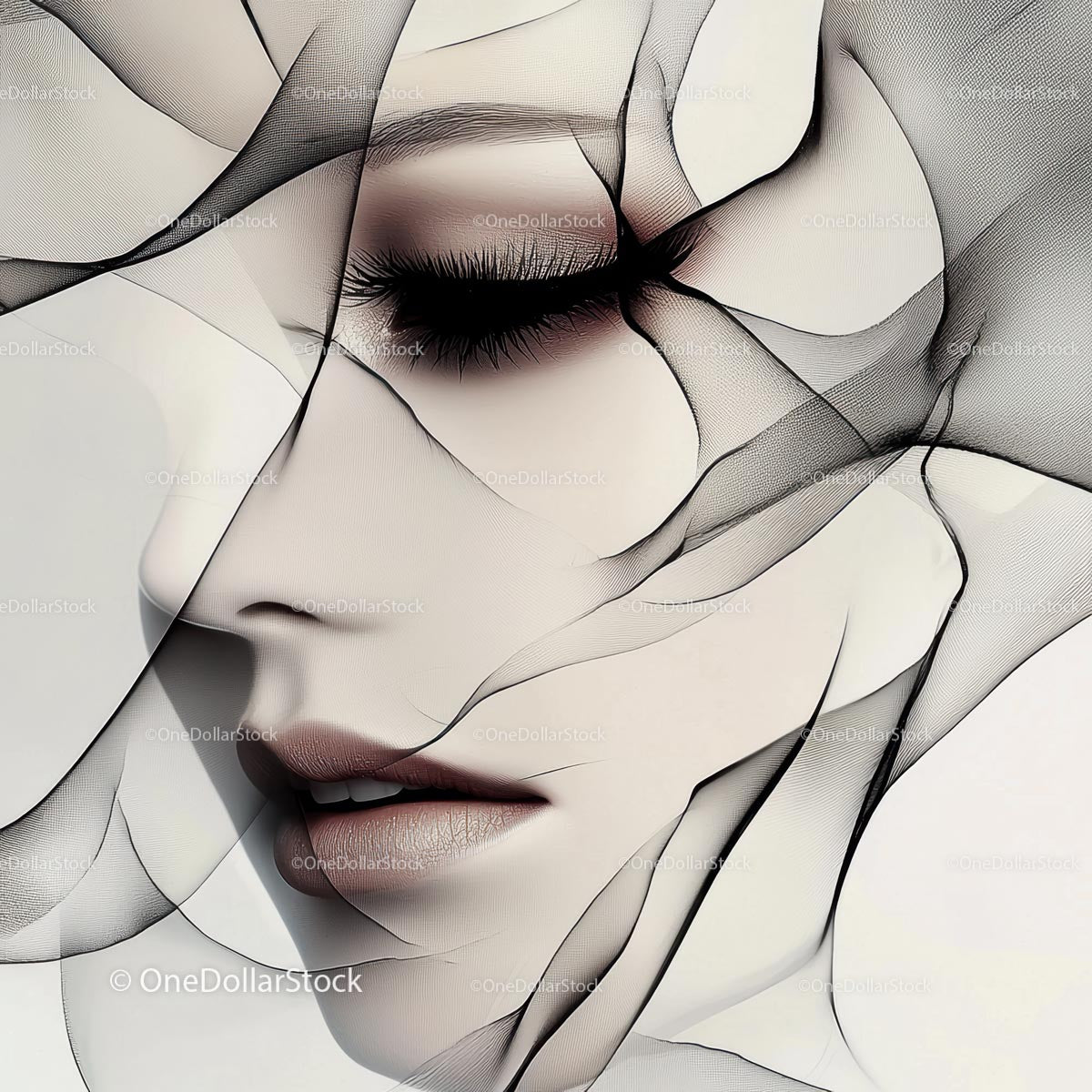 Abstract Ethereal Portrait of a Woman in Monochrome