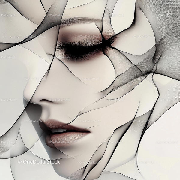 Abstract Ethereal Portrait of a Woman in Monochrome