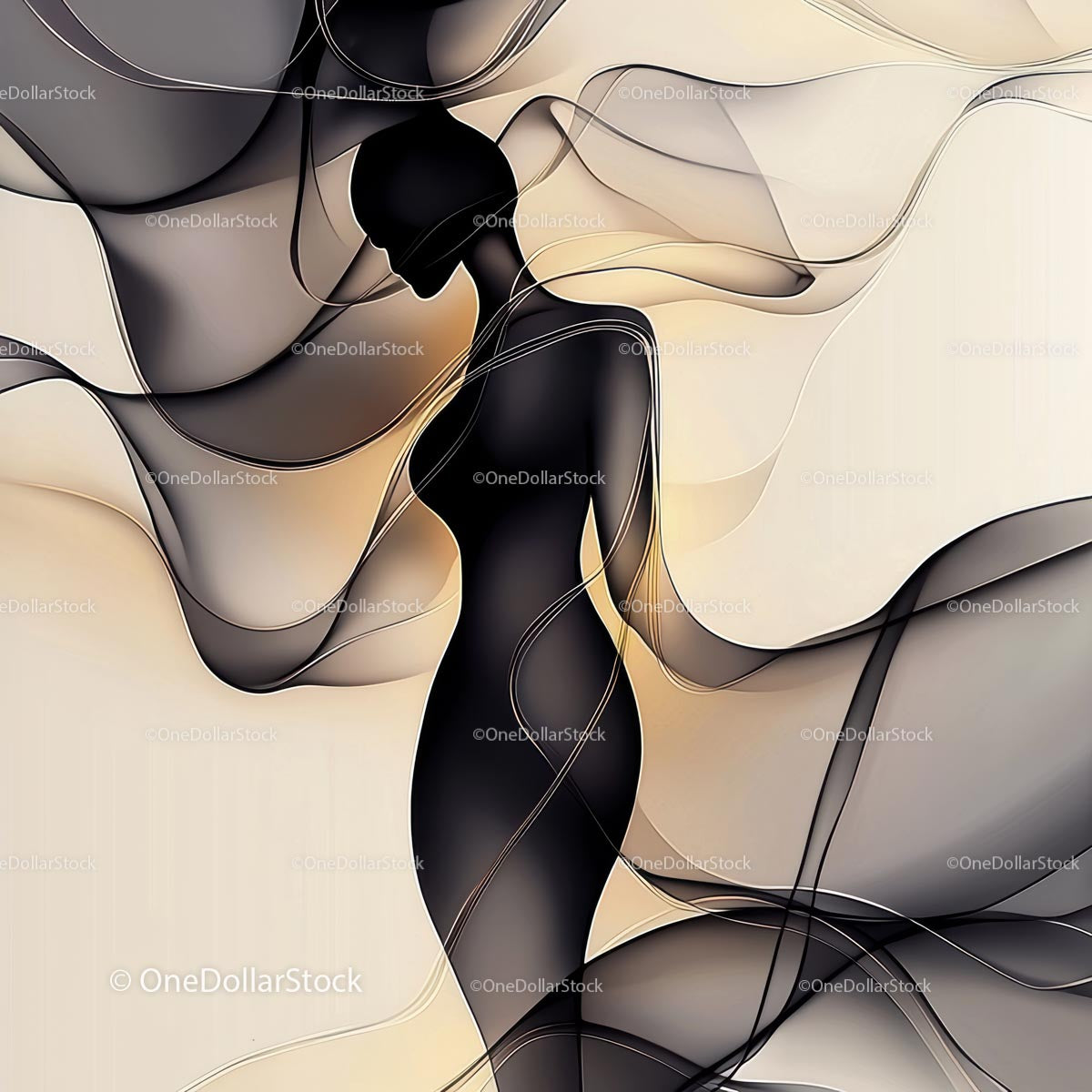 Elegant Silhouette with Flowing Artistic Lines
