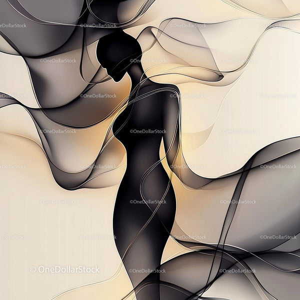 Elegant Silhouette with Flowing Artistic Lines