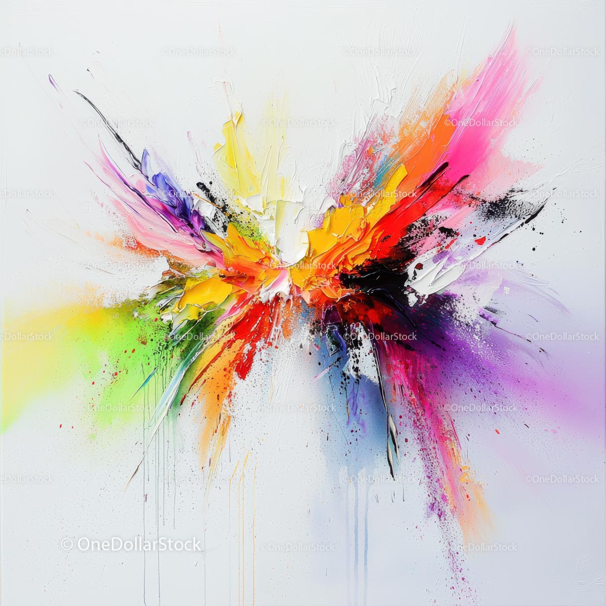 Vibrant Abstract Explosion of Colorful Paint on Canvas