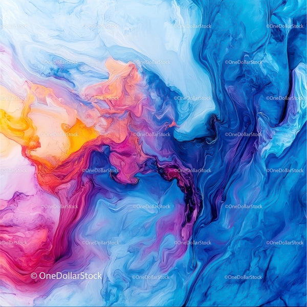 Vibrant Blue and Pink Abstract Fluid Art