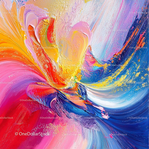 Vibrant Abstract Oil Painting with Dynamic Colorful Swirls