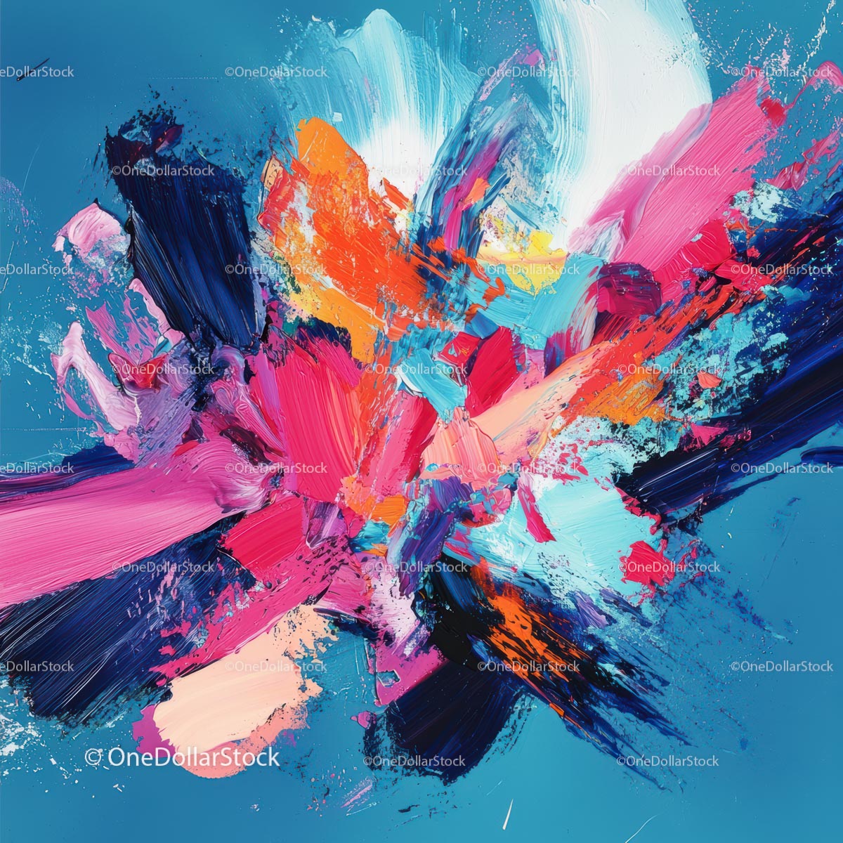 Dynamic Abstract Painting with Vibrant Brush Strokes