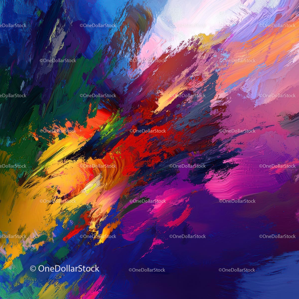 Vibrant Abstract Painting with Dynamic Brushstrokes