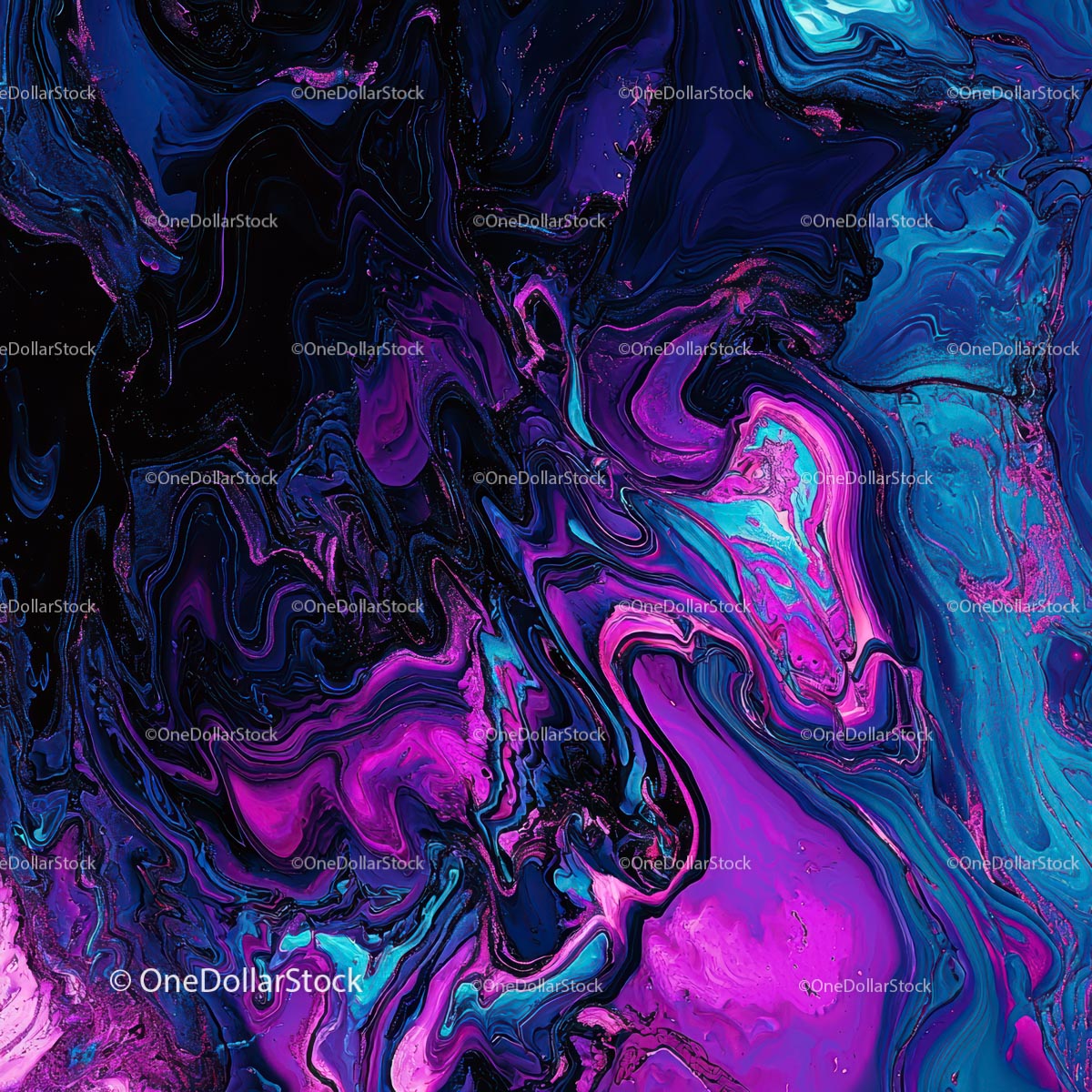 Abstract Fluid Art in Purple and Blue Hues