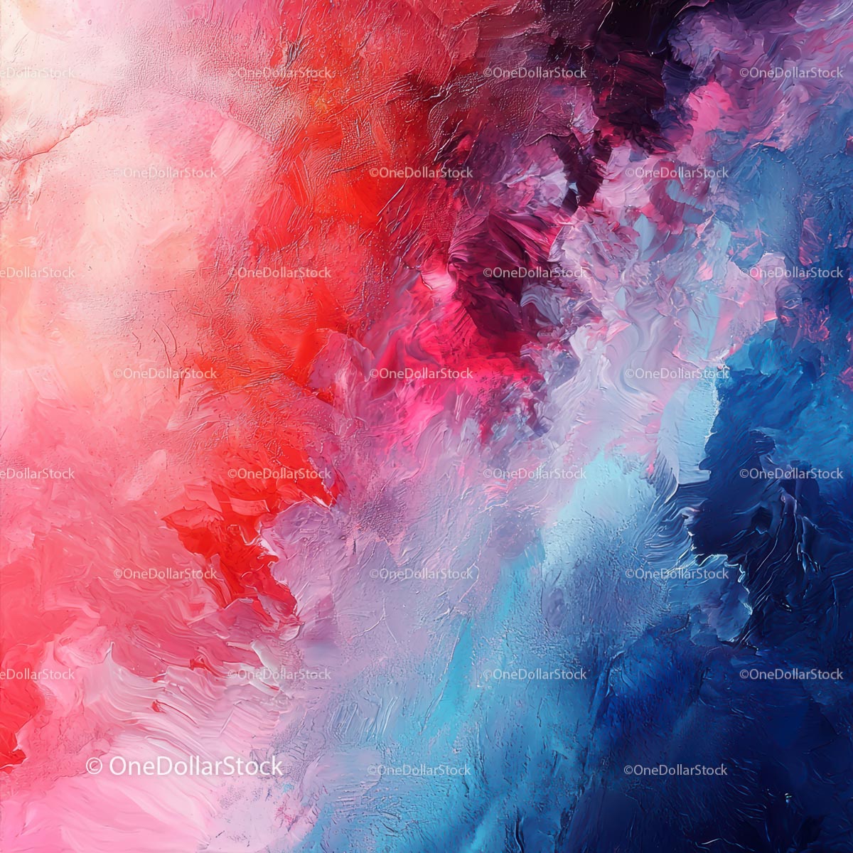 Vibrant Abstract Painting with Red and Blue Hues