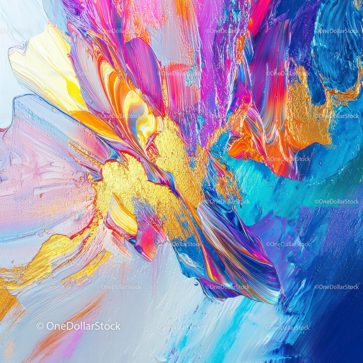 Vibrant Abstract Painting With Dynamic Brush Strokes