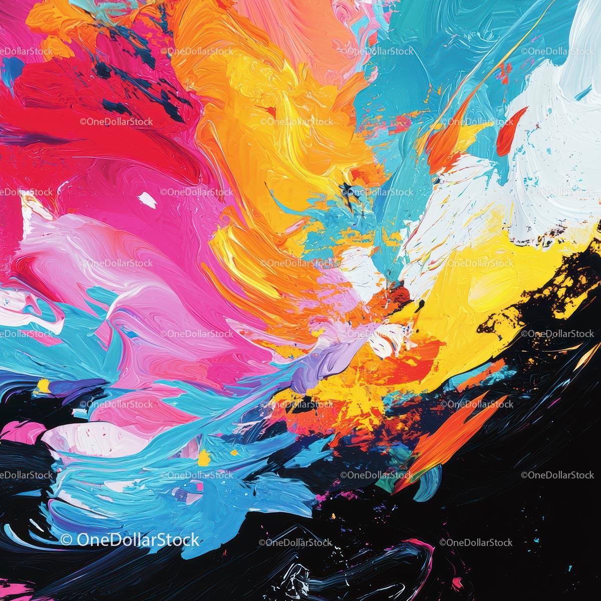 Vibrant Abstract Painting with Dynamic Brushstrokes