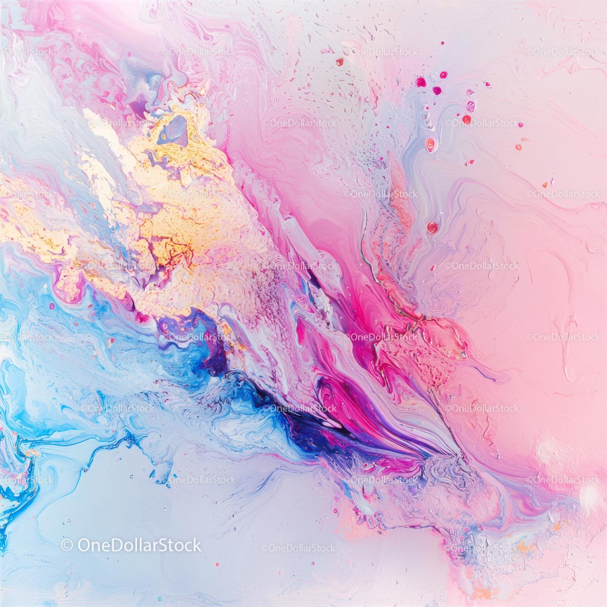 Dynamic Abstract Art with Pink and Blue Swirls