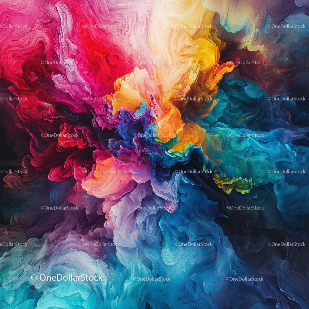 Vivid Abstract Swirl of Colorful Paint