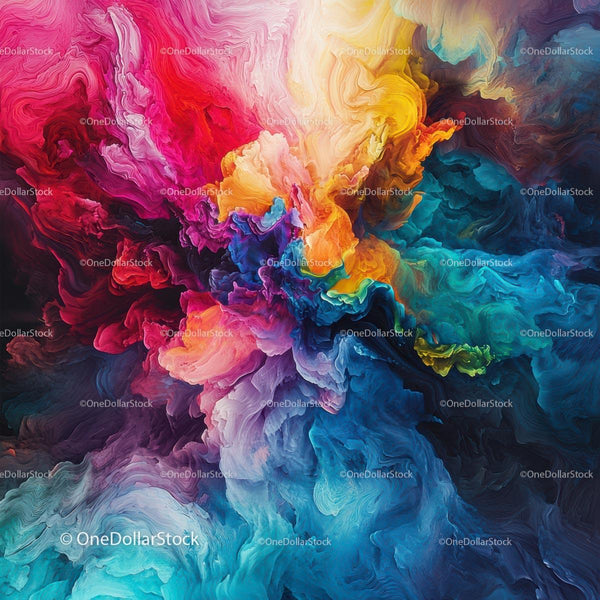 Vivid Abstract Swirl of Colorful Paint