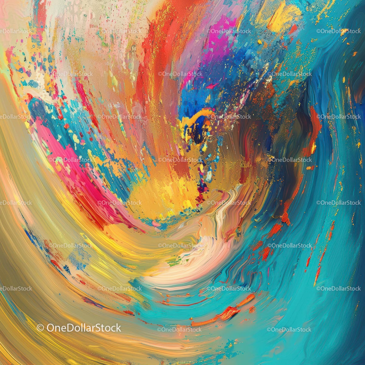 Vibrant Abstract Painting with Dynamic Strokes