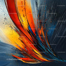 Dynamic Abstract Art with Vibrant Red and Orange Strokes