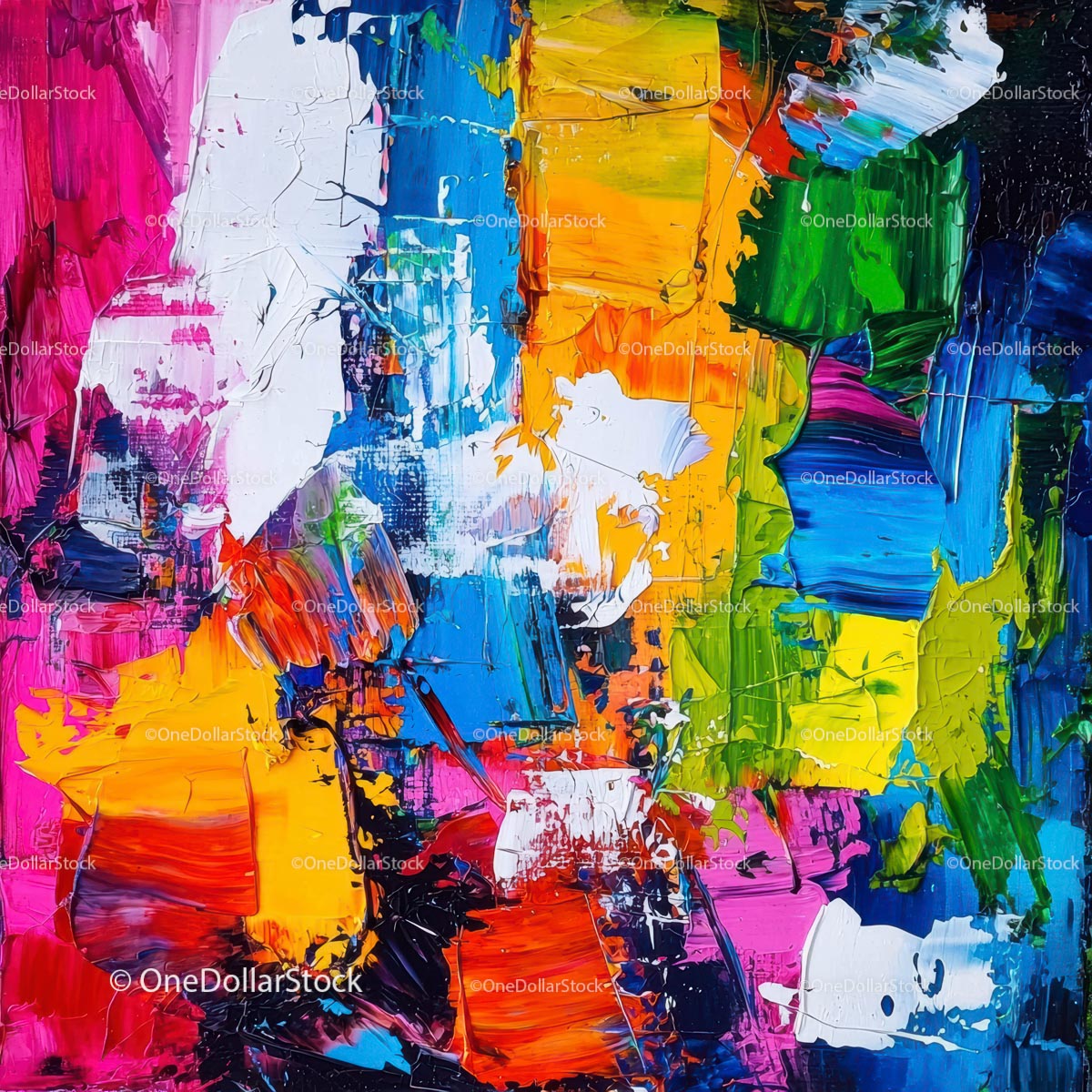 Vibrant Abstract Acrylic Painting with Bold Strokes