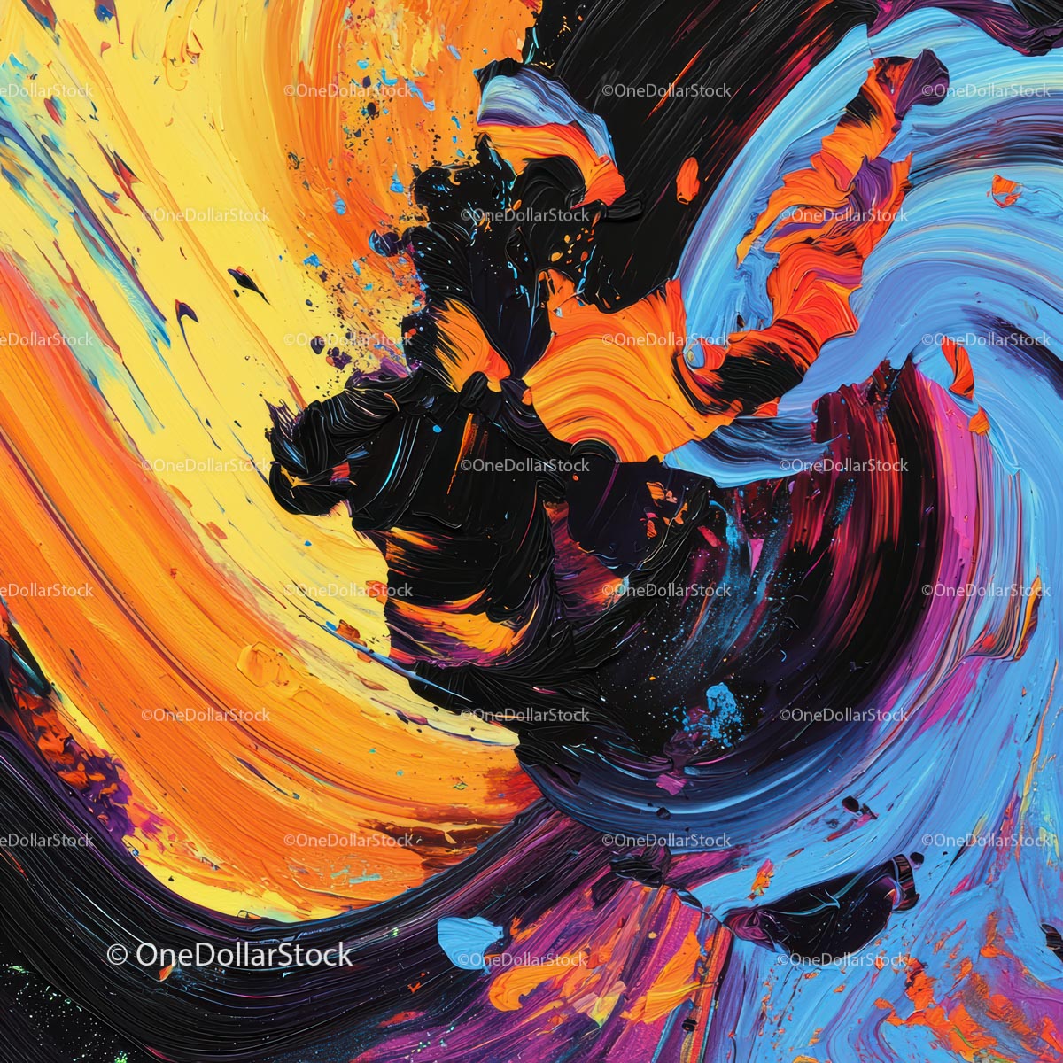 Vibrant Abstract Swirls with Dynamic Brushstrokes