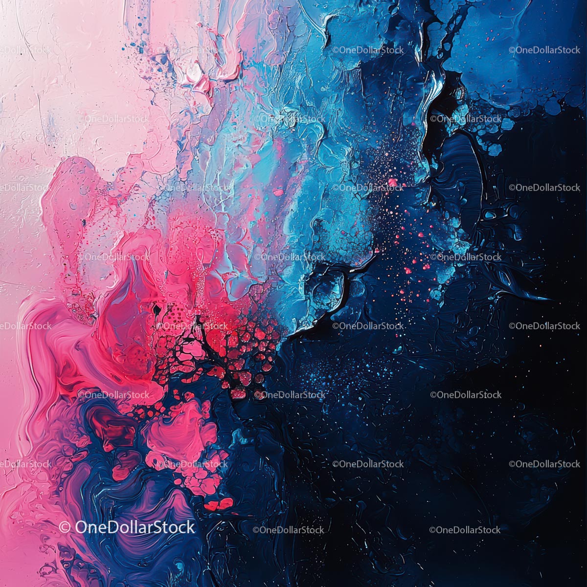 Vibrant Abstract Art with Pink and Blue Fluid Texture