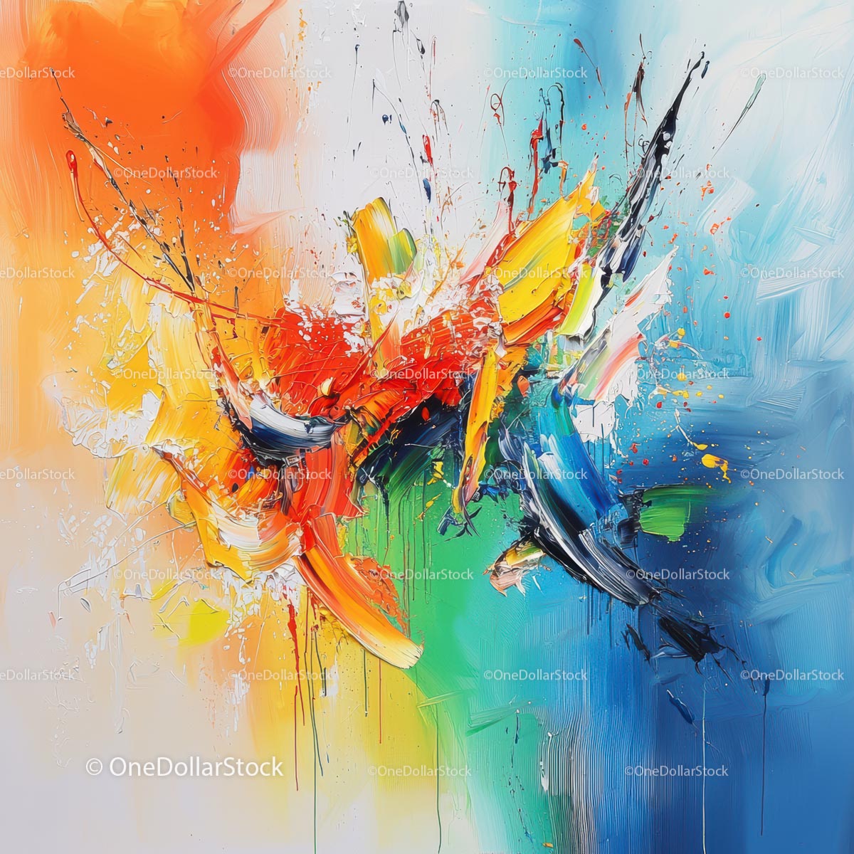 Vibrant Abstract Painting with Dynamic Brushstrokes
