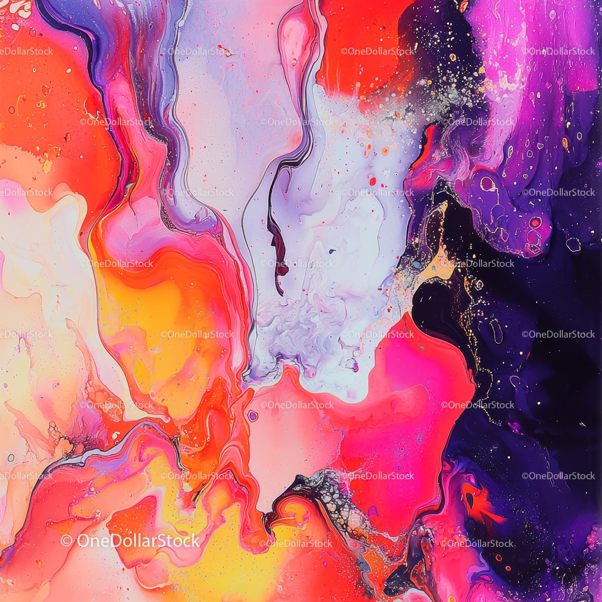 Vibrant Fluid Art with Bold Abstract Patterns