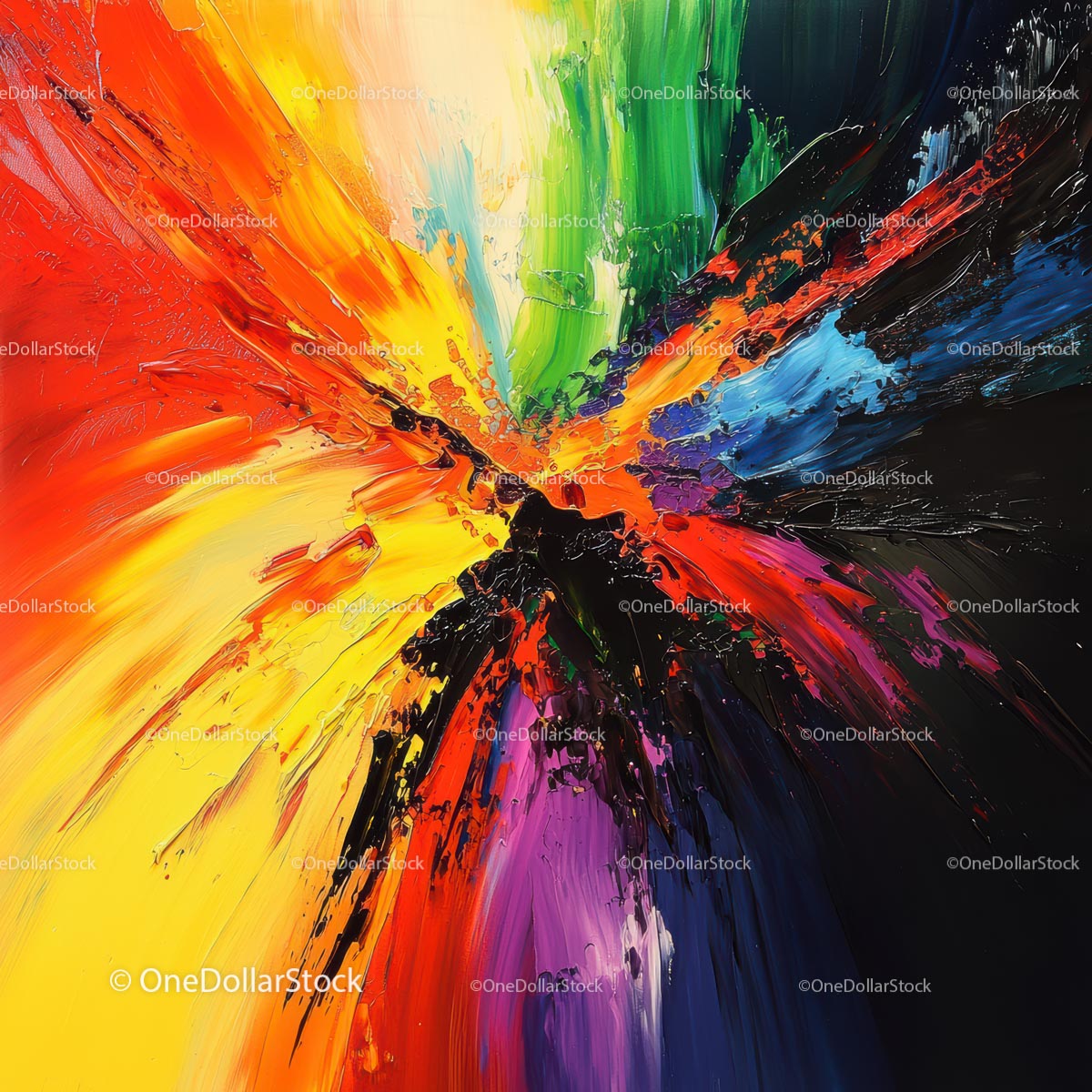 Vibrant Abstract Painting with Explosive Colors