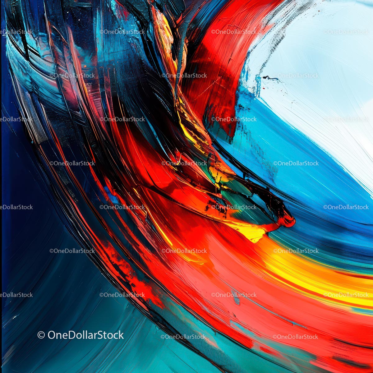 Vibrant Abstract Painting with Dynamic Brushstrokes