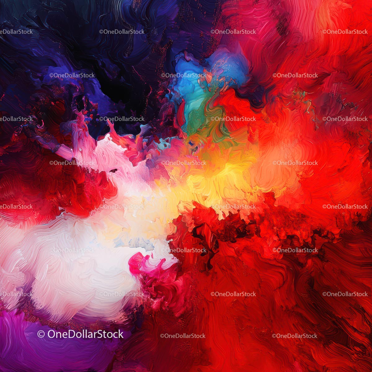 Vibrant Abstract Painting with Red and Yellow Hues