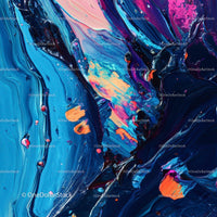 Vibrant Abstract Acrylic Painting with Dynamic Blue Hues