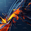 Dynamic Abstract Art with Vibrant Orange and Blue Swirls