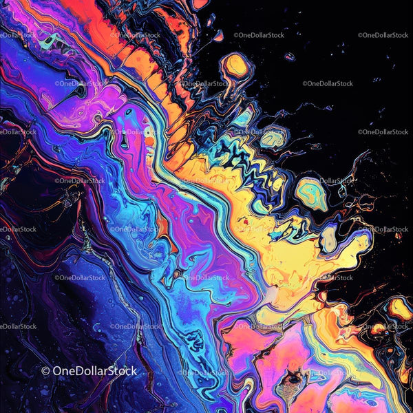 Vibrant Abstract Fluid Art with Colorful Swirls