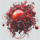 Intricate Red Sphere with Abstract Artistic Elements