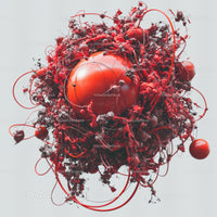 Intricate Red Sphere with Abstract Artistic Elements