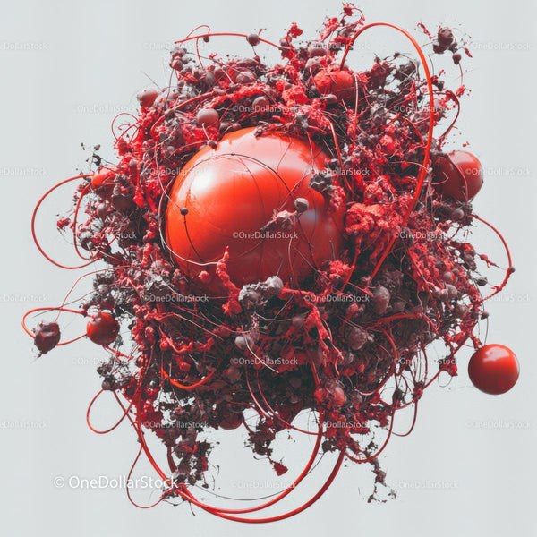Intricate Red Sphere with Abstract Artistic Elements